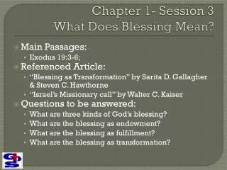 Chapter 1- Session 3 What Does Blessing Mean?