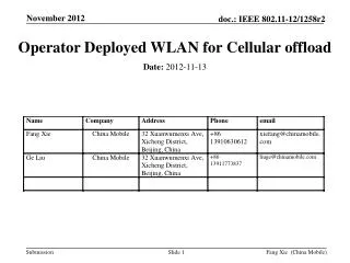 Operator Deployed WLAN for Cellular offload