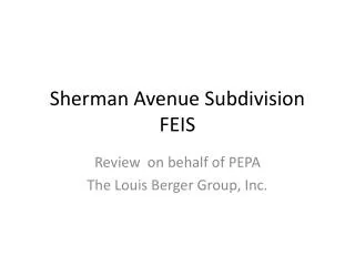 Sherman Avenue Subdivision FEIS