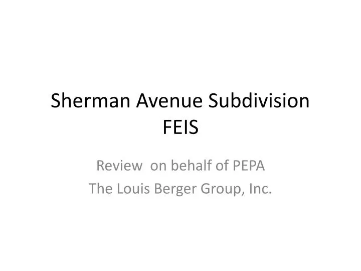 sherman avenue subdivision feis