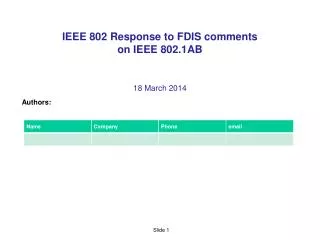 IEEE 802 Response to FDIS comments on IEEE 802.1AB