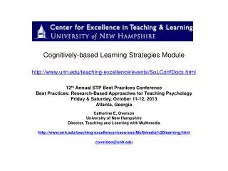 Cognitively-based Learning Strategies Module