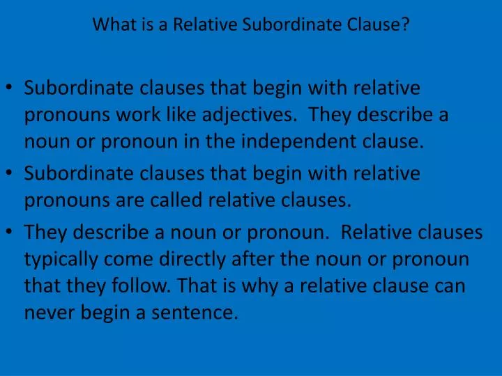 what is a relative subordinate clause