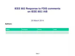 IEEE 802 Response to FDIS comments on IEEE 802.1AB