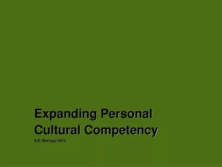 expanding personal cultural competency s e borrego 2010