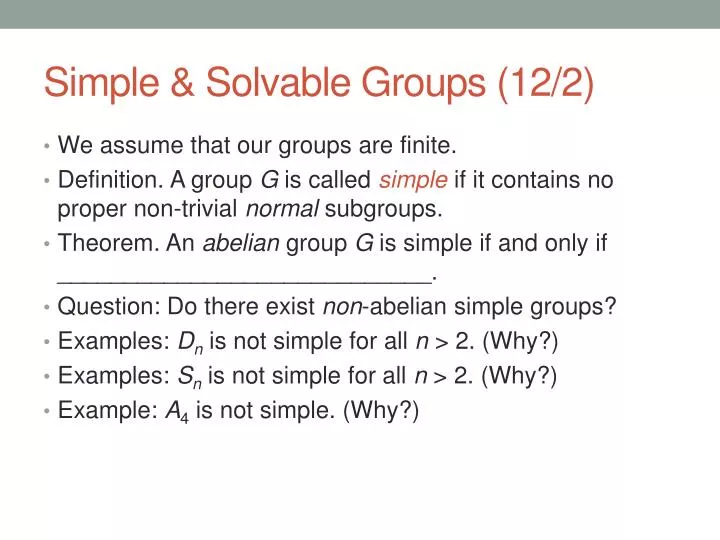 simple solvable groups 12 2