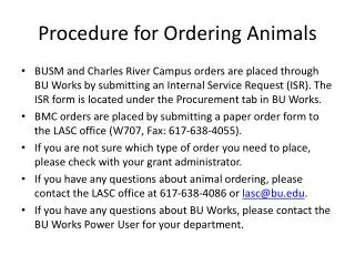 Procedure for Ordering Animals