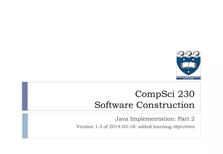 java implementation part 2 version 1 3 of 2014 03 18 added learning objectives