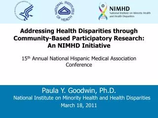 Addressing Health Disparities through Community-Based Participatory Research: An NIMHD Initiative