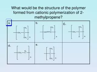 what would be the structure of the polymer formed from cationic polymerization of 2 methylpropene