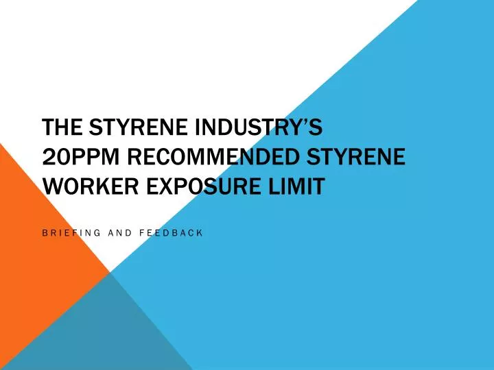 the styrene industry s 20ppm recommended styrene worker exposure limit