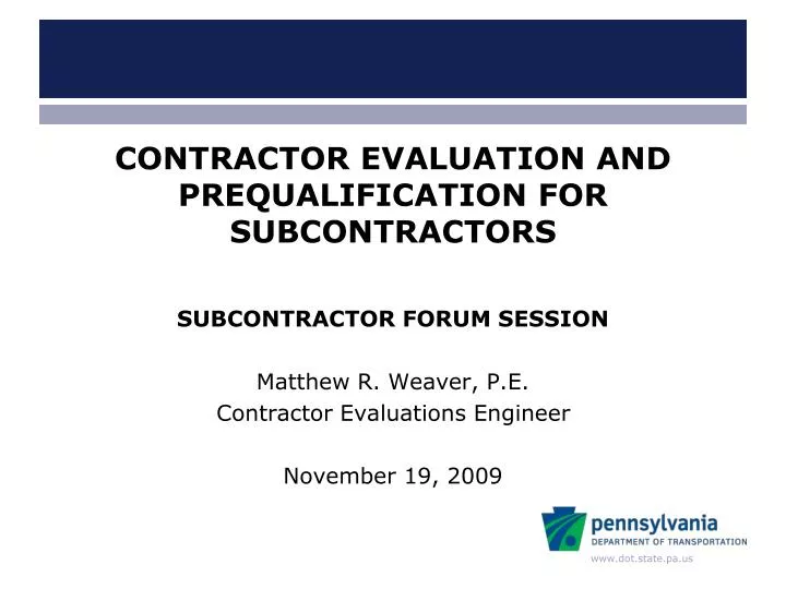 contractor evaluation and prequalification for subcontractors