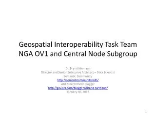 Geospatial Interoperability Task Team NGA OV1 and Central Node Subgroup