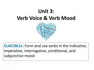 Unit 3: Verb Voice &amp; Verb Mood