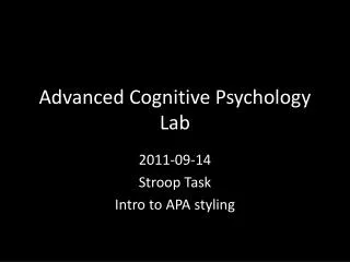 Advanced Cognitive Psychology Lab