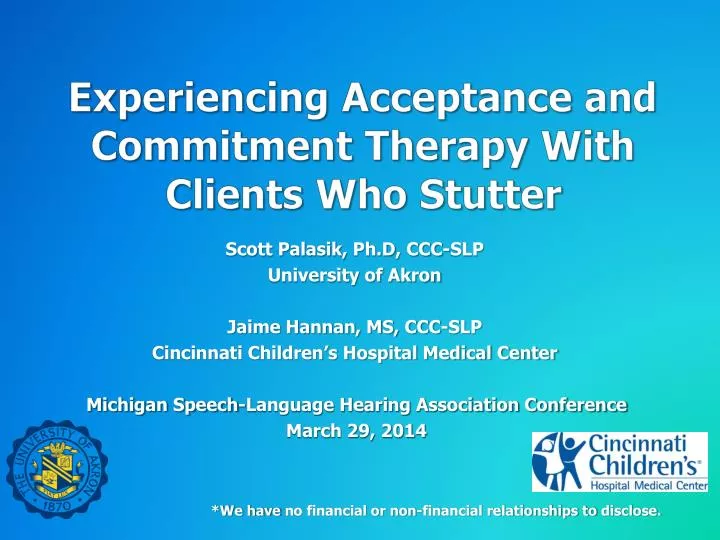experiencing acceptance and commitment therapy with clients who stutter