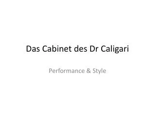 Das Cabinet des Dr Caligari