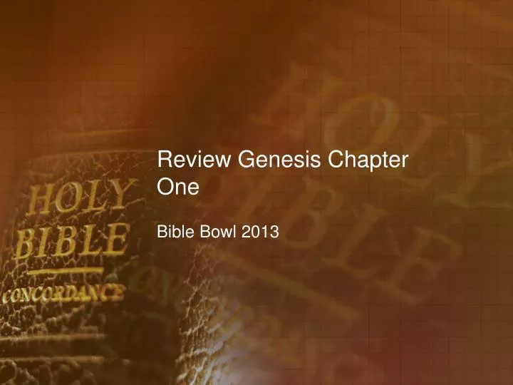 review genesis chapter one
