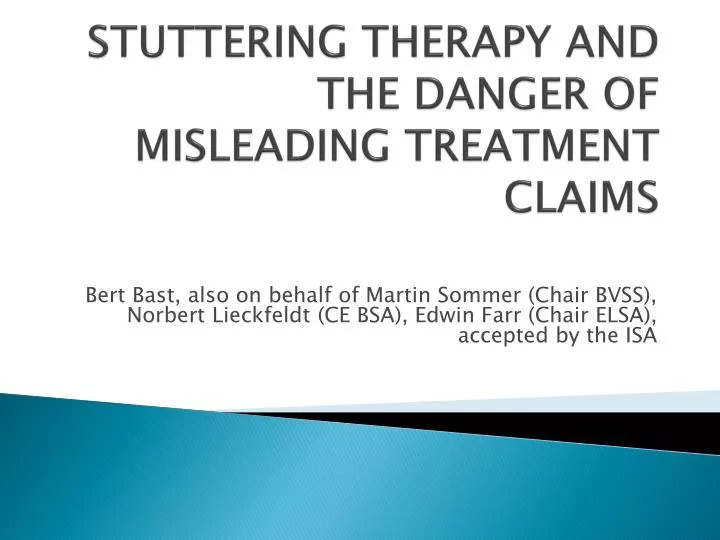 stuttering therapy and the danger of misleading treatment claims