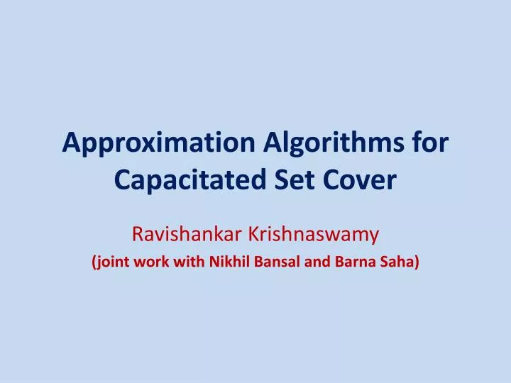 approximation algorithms for capacitated set cover