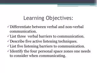 Learning Objectives: