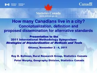 Ray D. Bollman, Rural Research Group, Statistics Canada