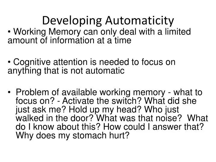 developing automaticity
