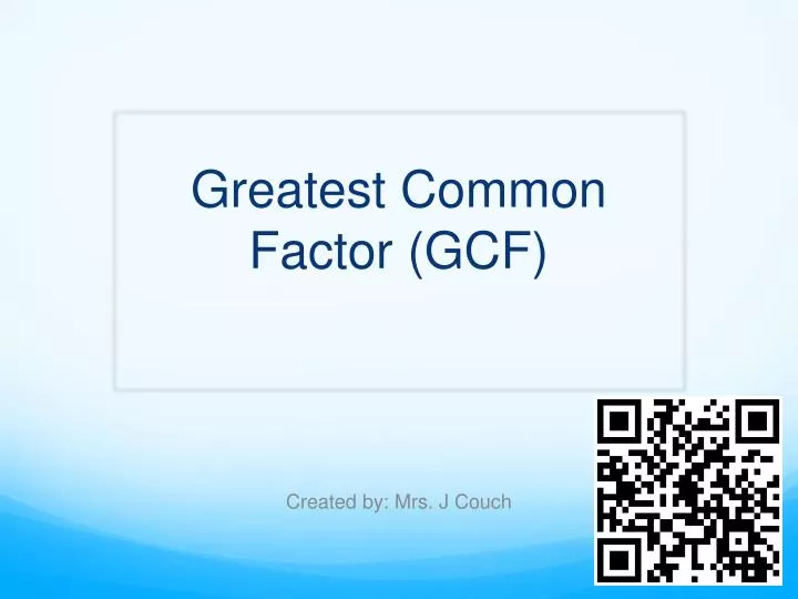 greatest common factor gcf