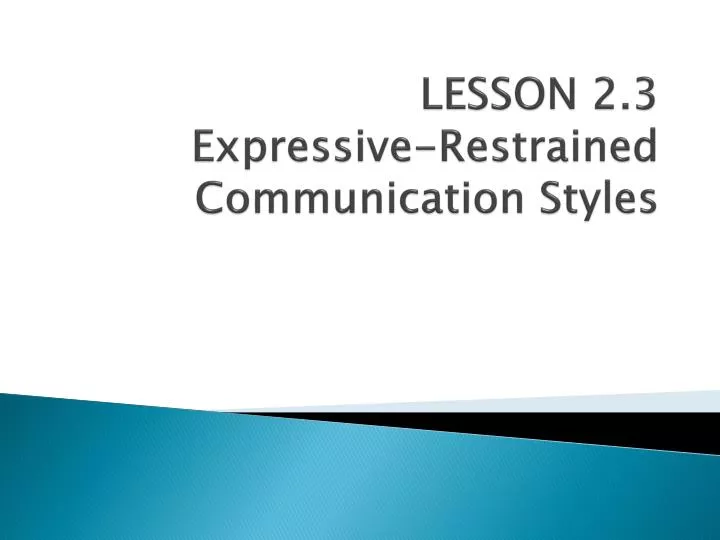 lesson 2 3 expressive restrained communication styles