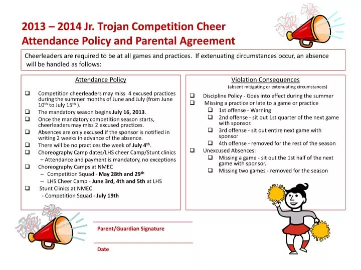 2013 2014 jr trojan competition cheer attendance policy and parental agreement