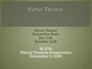 Virtue Theory