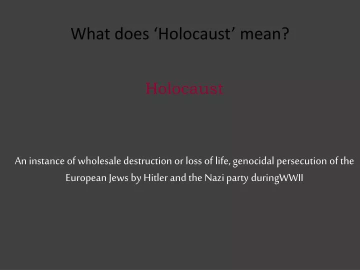 what does holocaust mean