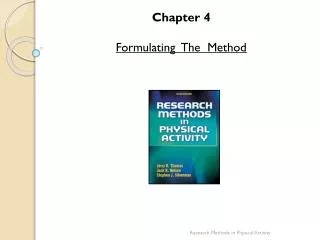 Chapter 4 Formulating The Method