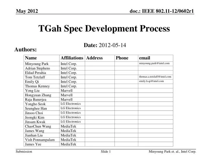 tgah spec development process