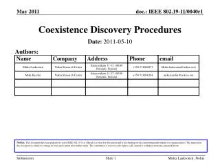 Coexistence Discovery Procedures