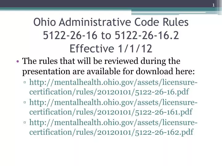 ohio administrative code rules 5122 26 16 to 5122 26 16 2 effective 1 1 12