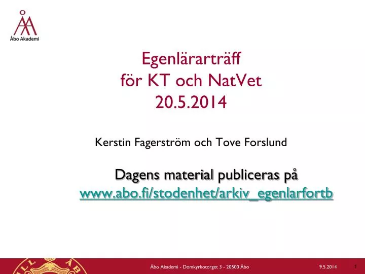 egenl rartr ff f r kt och natvet 20 5 2014 kerstin fagerstr m och tove forslund