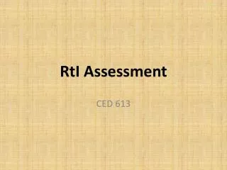 RtI Assessment