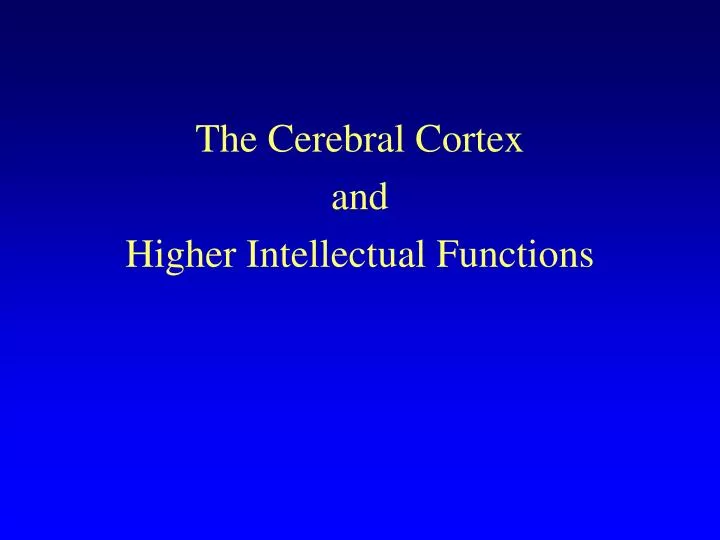 the cerebral cortex and higher intellectual functions