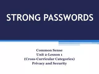 STRONG PASSWORDS