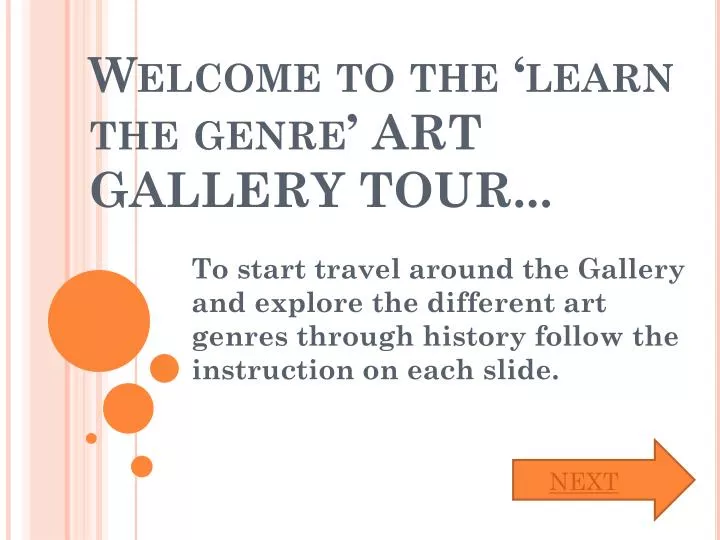 welcome to the learn the genre art gallery tour