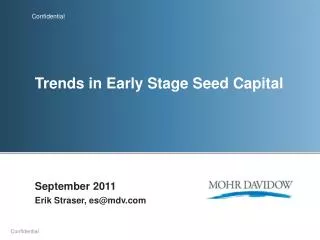 Trends in Early Stage Seed Capital