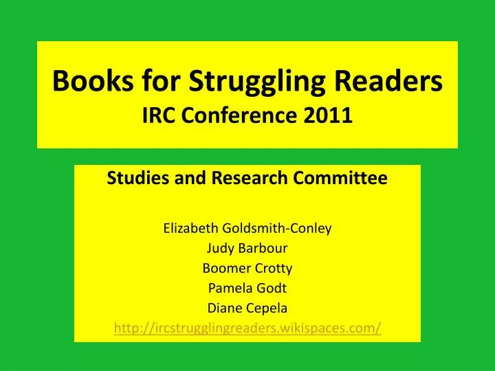 books for struggling readers irc conference 2011