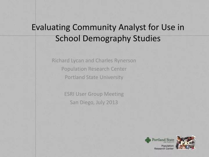 evaluating community analyst for use in school demography studies