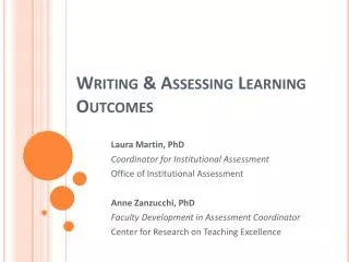 Writing &amp; Assessing Learning Outcomes