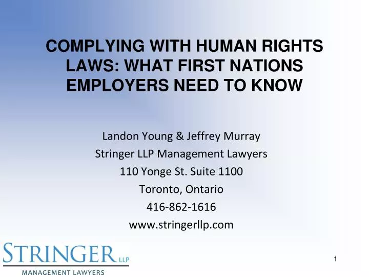 complying with human rights laws what first nations employers need to know