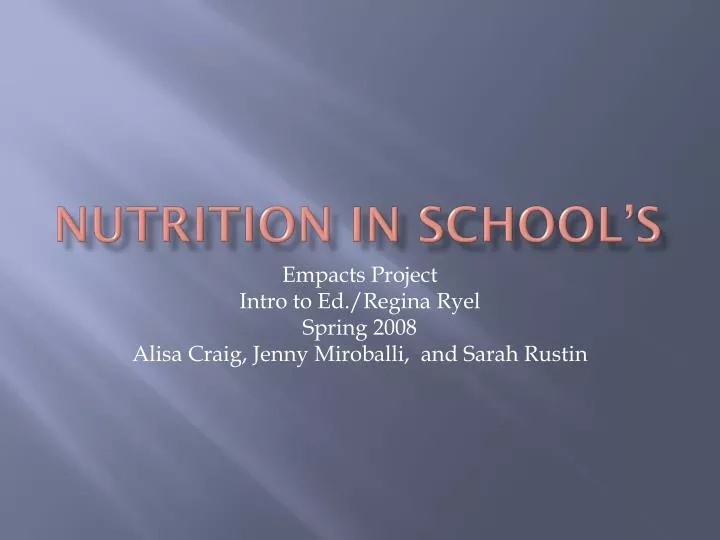 nutrition in school s