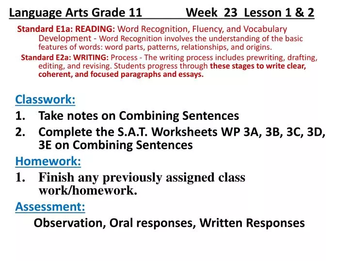 PPT - Language Arts Grade 11 Week 23 Lesson 1 & 2 PowerPoint ...