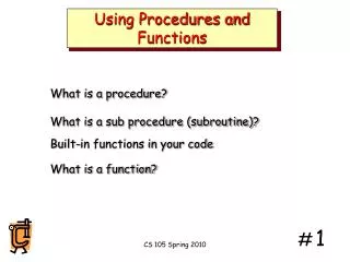 Using Procedures and Functions