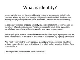 What is identity?